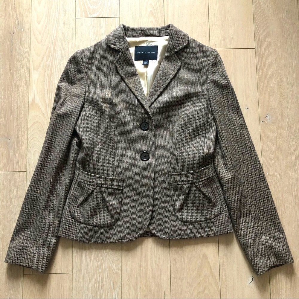 Banana Republic Wool Blend Blazer Jacket in Brown Size 0
